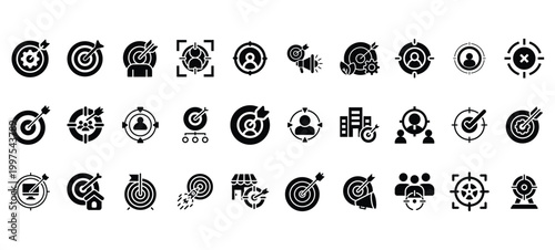 Target and goal collection illustrating business objectives, marketing focus, and strategy, 98