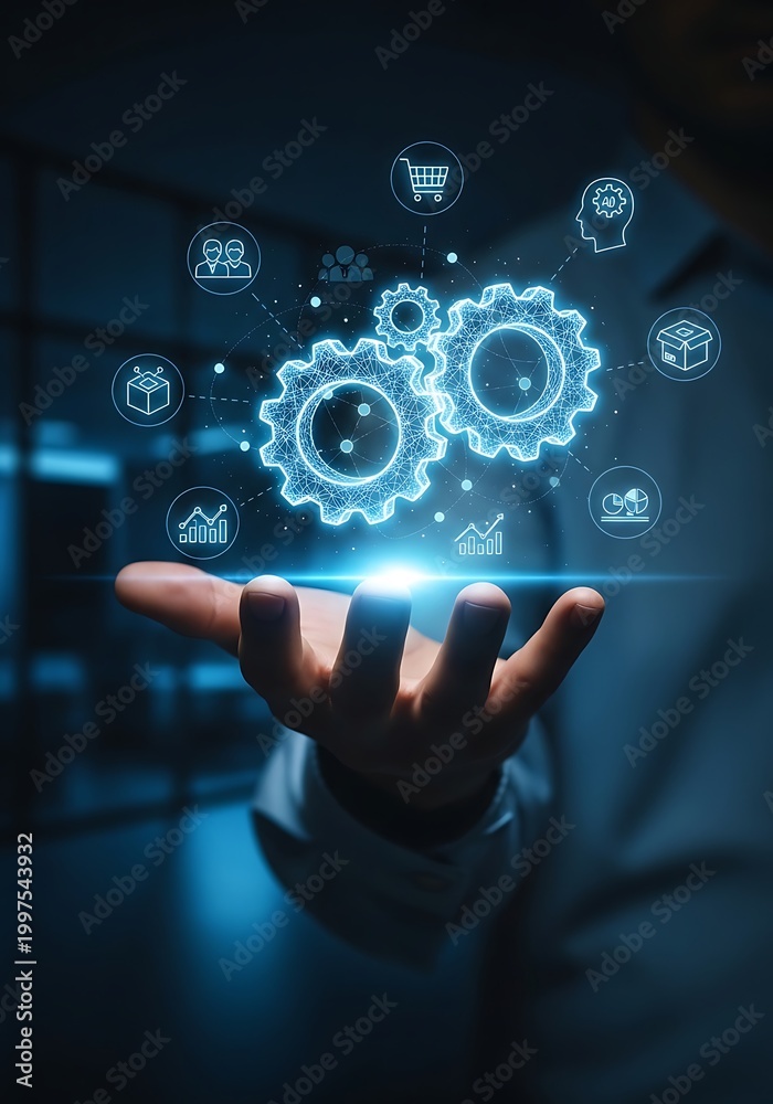Fototapeta premium Smart workflow management interface highlighting business process automation and digital transformation strategy