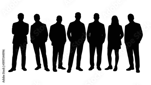Group of business people silhouettes standing together with business silhouettes professionals corporate