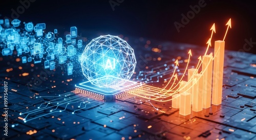 AI Artificial Intelligence Business Growth Financial Success Chart