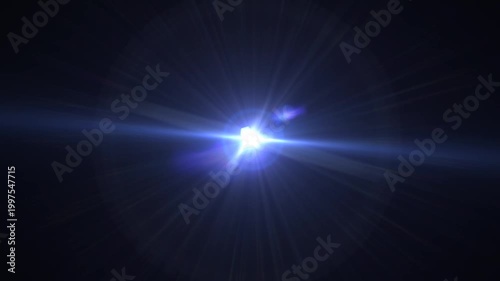 optical shine light lens flares animation on black background.