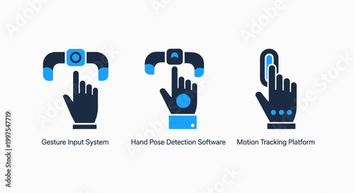 Hand gesture detection system and user interface tracking platform icons with detection tracking platform interface interaction technology augmented software application development abstract
