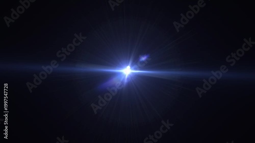 optical shine light lens flares animation on black background.