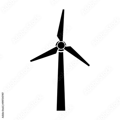 Silhouette of a wind turbine generating clean energy for sustainable development.