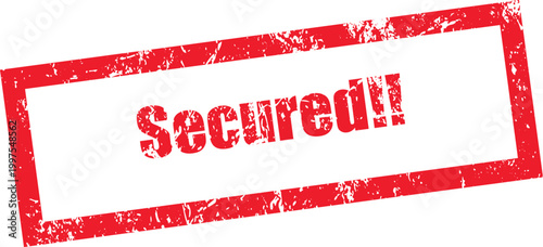 Red Secured Stamp on White Background – Grunge Rubber Stamp Effect