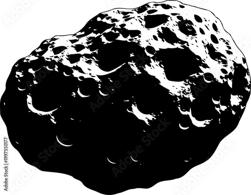Cratered asteroid surface floating in deep space