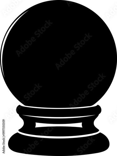 Fortune teller crystal ball silhouette on a decorative stand