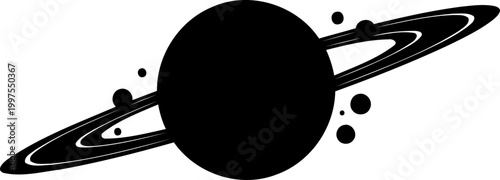 Giant planet with rings and small orbiting moons