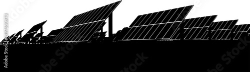 Solar panel array silhouette generating renewable energy