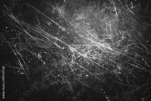 Distressed black texture with white grain and scratches
