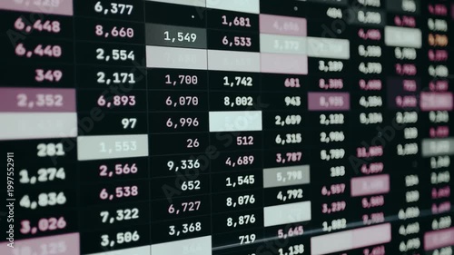 Real-time data table, monitoring screen for tracking multiple assets simultaneously
