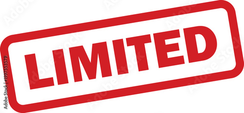 Limited stamp icon isolated on white background . Red limited stamp badge . Vector