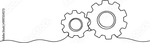 mechanical gear wheels engineering technology industry system line art illustration