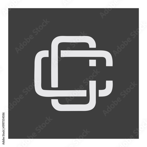 Free Download 20.Modern Interlocking Letter CC Monogram Logo Design, Minimalist White Line Art on Black Square Background, Geometric Initial Symbol for Luxury Brand, Corporate Identity and Fashion Label Vectoreps - GFXLoad