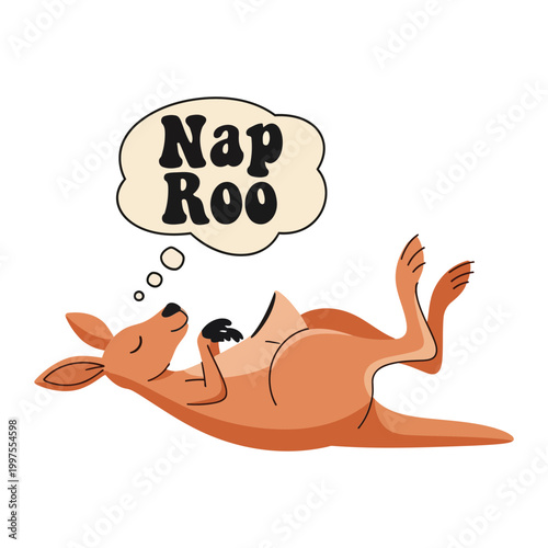 Cartoon kangaroo sleeping nap roo thought bubble