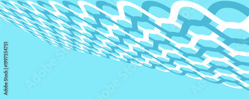 Simple seamless pattern with white abstract snowdrifts and frozen river waves in blue tones background. Ideal for kids decor, winter textiles, Christmas wrapping paper designs, winter sports product