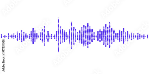 Blue digital technology background featuring a stylized sound wave vector illustration of a music equalizer frequency graph and business data chart for modern audio design