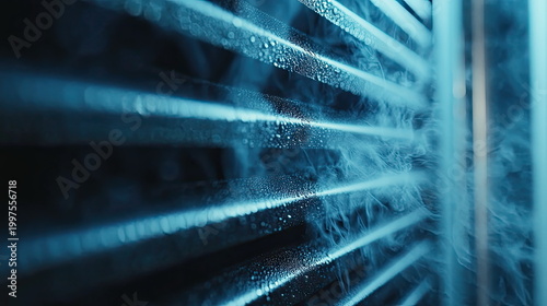 Condensation forming on cooling air conditioner fins