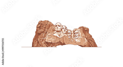 Monumental Sculpture of Four Presidents Carved into Mountain Rock Face
