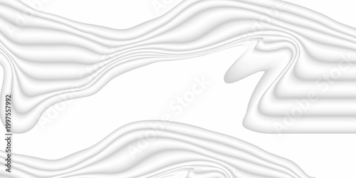 White abstract background. Smooth white lines with shadow. An element for design. 3d rendering image.