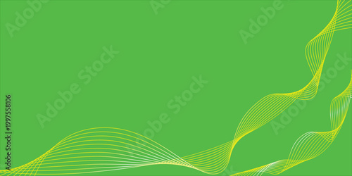 Modern vector illustration featuring elegant yellow and white flowing lines on a vibrant lime green backdrop. A dynamic and energetic background design for digital and print media