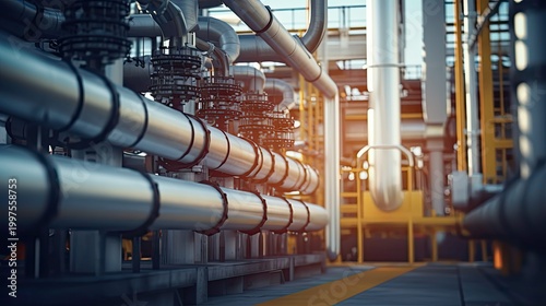 Steel pipes and industrial plant infrastructure processing energy