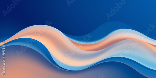 Abstract blue wave vector design featuring a flow of curved lines and light shapes for a modern sea concept web banner or artistic wallpaper backdrop