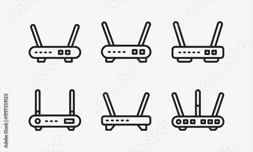 Network Router Line art vector icon set creative abstract design Vector illustration