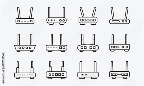 Network Router Line art vector icon set creative abstract design Vector illustration