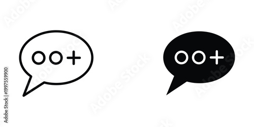 Contrast between light and dark speech bubbles containing oo plus symbol