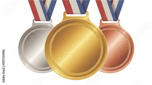 Three medals with www letters on podium stand Vector