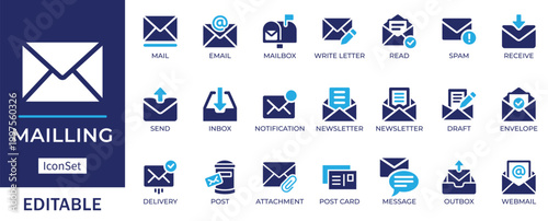 Email and Mailing Icon Set - Inbox, Envelope, Message and Webmail