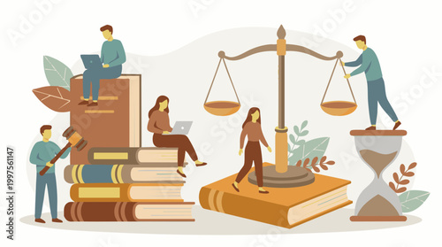Legal education, justice system, and knowledge concept with people