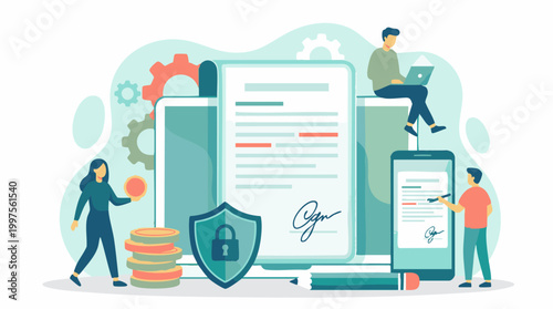 Digital Contract Signing, Secure Online Agreement, and Financial Transactions