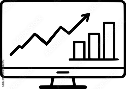 Business Growth Chart Monitor Analytics Graph Data Analysis Vector Icon