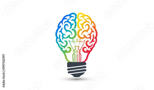 Creative idea light bulb with brain concept