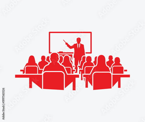 Red silhouette of business people in a meeting Vector, EPS