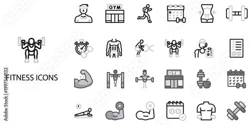 Fitness simple concept 24 Grew color icons set .Vector illustration.