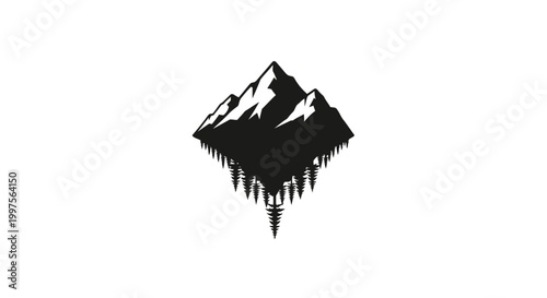 Black silhouette of melting mountain range.