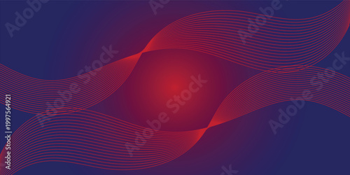Abstract Elegant Red Line Art Pattern on Deep Purple Background