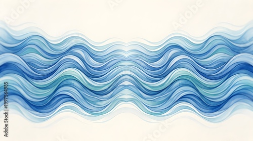 Symmetric blue and white wavy abstract background pattern