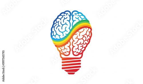 Creative idea light bulb with brain concept