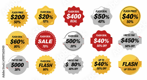 Colorful Flash Sale Badges and Discount Offers Collection