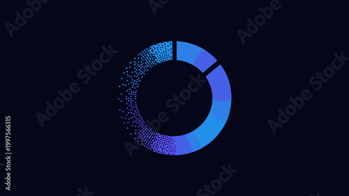 Blue circular loading spinner with grainy tail – Ideal for futuristic web interfaces, data processing apps, or tech dashboard design.