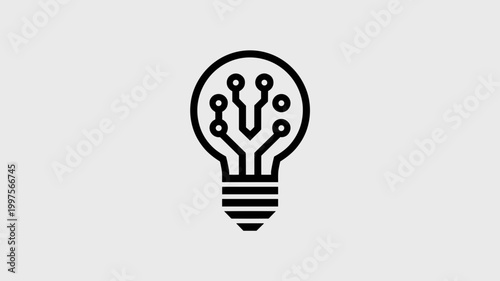 Minimal circuit light bulb for innovation – Suitable for intellectual property law, electrical engineering, or logic-based gaming.
