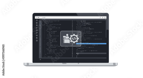 Coding Interface on Laptop Screen, Software Development Concept