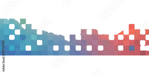 A pixelated graphic, a striking digital representation, embodies a dynamic interplay of vibrant colors and abstract elements, ideal for modern design.