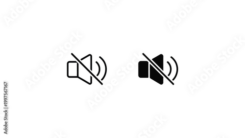 mute and sound icon set with speaker symbols minimal flat vector audio control volume off concept mobile ui ux design illustration