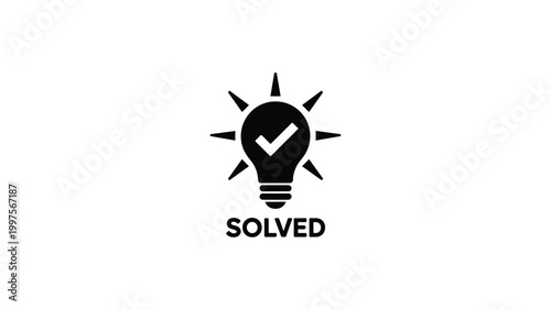 solved idea icon with light bulb and checkmark minimal flat vector success solution concept innovation ui ux design illustration
