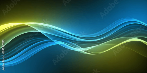 Abstract artwork showcasing a flowing blend of luminous colors, the dynamic form suggesting movement and energy. 